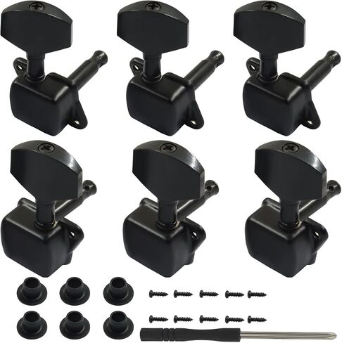 Bonsicoky Semi-closed Guitar Tuning Pegs, 6 Pieces 3L3R Metal Machine Heads, Silver Tuner Keys Knobs for Acoustic Electric Guitar in Kuwait