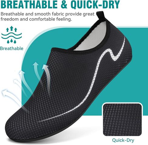 Water Shoes for Women Men Quick-Dry Aqua Socks Swim Beach Barefoot Yoga Exercise Wear Sport Accessories Pool Camping Must Haves Adult Youth Size(BK41 US10.5/9 in Kuwait