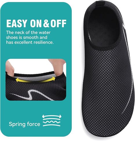 Water Shoes for Women Men Quick-Dry Aqua Socks Swim Beach Barefoot Yoga Exercise Wear Sport Accessories Pool Camping Must Haves Adult Youth Size(BK41 US10.5/9 in Kuwait