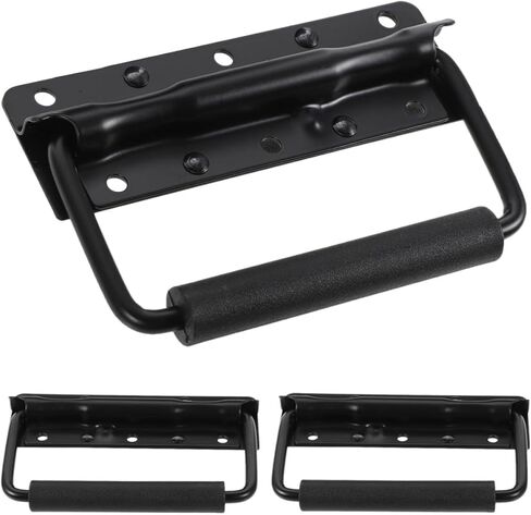 Ipetboom 3pcs Heavy Duty Metal Tool Case Handles 125mm Spring Loaded Folding Carry Handles for Toolbox Chest Storage Boxes, Black in Kuwait