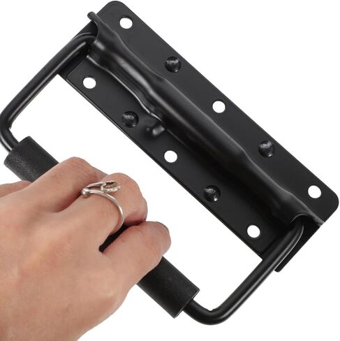 UPKOCH 3pcs Black 125mm Heavy Duty Spring Loaded Drop Handles for Tool Boxes Metal Chest Pull Handles with Folding Design for Storage Cases in Kuwait