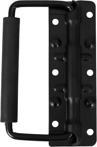 Operitacx Spring Loaded Black Heavy Duty Flight Case Pull Handle with Grip, Metal Folding Chest Handle for Industrial Toolbox and Cabinet Accessories in Kuwait