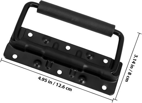 Operitacx Spring Loaded Black Heavy Duty Flight Case Pull Handle with Grip, Metal Folding Chest Handle for Industrial Toolbox and Cabinet Accessories in Kuwait
