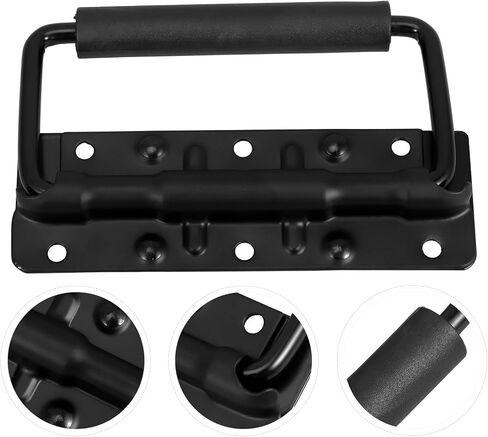 Operitacx Spring Loaded Black Heavy Duty Flight Case Pull Handle with Grip, Metal Folding Chest Handle for Industrial Toolbox and Cabinet Accessories in Kuwait
