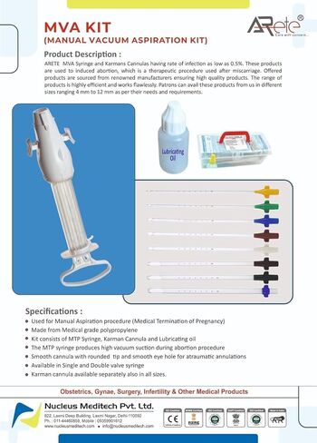Mva Kit Manual Vacuum Aspirator Clear Plastic Medical Tool Set of 1 in Kuwait