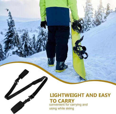 SUPVOX 1pc Portable Adjustable Snowboard Carrying Strap Ergonomic Ski Shoulder Straps for Convenient Travel Lightweight Black Snowboard Shoulder Sling in Kuwait