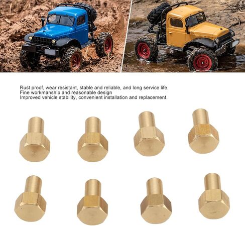 Ejoyous 1/24 RC Hex Nut, 8Pcs Brass Wear Resistants Rust Resistants Wheel Lock Nut Replacement for Axial SCX24, High Strength RC Accessories (8mm) in Kuwait