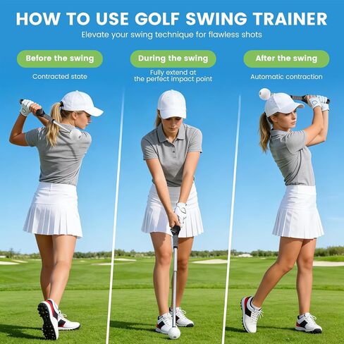 Retractable Golf Swing Training Aid, Telescopic Club Indoor & Outdoor Practice Warm-Up Golf Swing Trainer -Strength & Tempo Training for Golfer Beginner Men Woman Golf Gift in Kuwait