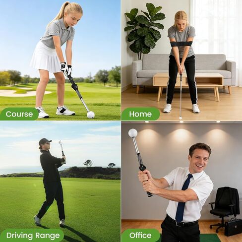 Retractable Golf Swing Training Aid, Telescopic Club Indoor & Outdoor Practice Warm-Up Golf Swing Trainer -Strength & Tempo Training for Golfer Beginner Men Woman Golf Gift in Kuwait