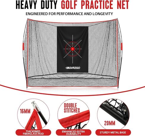 Golf Net, 10x7ft Heavy Duty Golf Hitting Nets with Foldable Mat, Silk Target, 9 Tees, 5 Balls, Carry Bag, Outdoor Indoor Golf Practice Net for Backyard Driving, Chipping in Kuwait