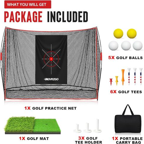 Golf Net, 10x7ft Heavy Duty Golf Hitting Nets with Foldable Mat, Silk Target, 9 Tees, 5 Balls, Carry Bag, Outdoor Indoor Golf Practice Net for Backyard Driving, Chipping in Kuwait