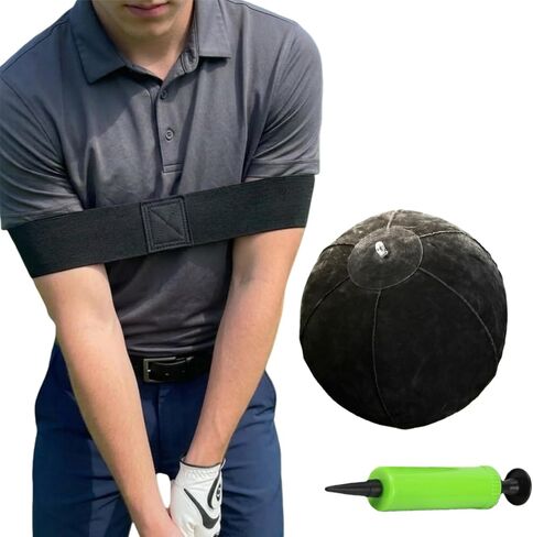 Golf Swing Trainer, Golf Training Ball for Men Inflatable with Inflator Pump Assist Golf Swing Trainer Golf Swing Assistant for Beginner | golf ball with belt in Kuwait