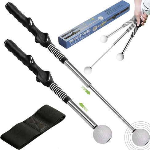 Retractable Golf Swing Grip Trainer, Flexible-Head Click Feedback Swing Aid | Arm Band & Grip Correction, Click Sound Feedback, Warm-Up Golf Swing Aid, Portable Golf Kit, For Beginners & Advanced Golfers in Kuwait