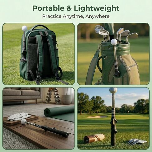 Retractable Golf Swing Grip Trainer, Flexible-Head Click Feedback Swing Aid | Arm Band & Grip Correction, Click Sound Feedback, Warm-Up Golf Swing Aid, Portable Golf Kit, For Beginners & Advanced Golfers in Kuwait