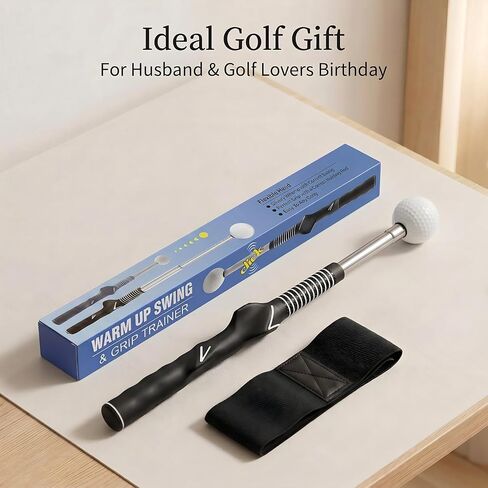Retractable Golf Swing Grip Trainer, Flexible-Head Click Feedback Swing Aid | Arm Band & Grip Correction, Click Sound Feedback, Warm-Up Golf Swing Aid, Portable Golf Kit, For Beginners & Advanced Golfers in Kuwait