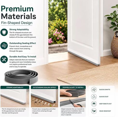 2Pcs Bottom Sweep Fin Weatherstrip Compatible with Andersen Storm Doors | Flexible construction helps block drafts, dust, moisture and insects while restoring effective bottom door seal in Kuwait