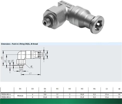 1 قطعة CRQS CRQST-4 6 8 10 12 16 M5 1/8-4 6 8 10 12 وصلة تركيب المكونات الهوائية (M5-6,CRQS-) in Kuwait