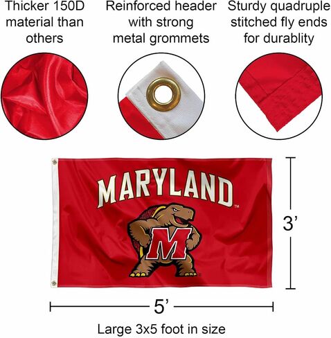 Maryland Terrapins Wordmark Logo 3x5 Grommet Flag in Saudi Arabia