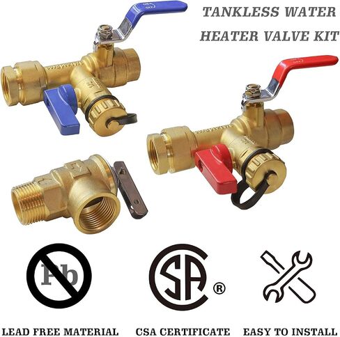 Hourleey 1/2 Inch Pex Full Port Shut Off Ball Valve + IPS Isolator Tankless Water Heater Service Valve Kit in Saudi Arabia