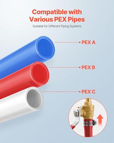 VEVOR PEX Ball Valve, 10 Pieces, 1/2 in PEX Brass Ball Valve, PEX Full Port Brass Ball Valves, Quarter Turn Hot (Red) Cold (Blue) PEX Full Port Ball Valve, for Kitchen, Hydronic Heating, Bathroom in Saudi Arabia