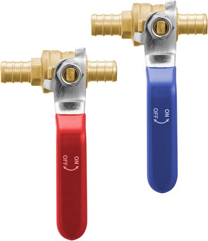 VEVOR PEX Ball Valve, 10 Pieces, 1/2 in PEX Brass Ball Valve, PEX Full Port Brass Ball Valves, Quarter Turn Hot (Red) Cold (Blue) PEX Full Port Ball Valve, for Kitchen, Hydronic Heating, Bathroom in Saudi Arabia