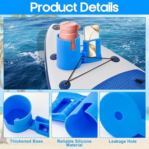Paddleboard Cup Holder Accessories - 2-in-1 Kayak Bottle and Phone Holder for Paddle Board Surfboards Canoes, Multi-Functional Silicone Cupholder for Types of Drink in Saudi Arabia