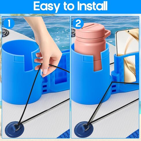 Paddleboard Cup Holder Accessories - 2-in-1 Kayak Bottle and Phone Holder for Paddle Board Surfboards Canoes, Multi-Functional Silicone Cupholder for Types of Drink in Saudi Arabia