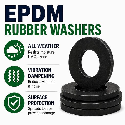 1 بوصة معرف × 2 بوصة OD × 1/8 بوصة EPDM غسالات مسطحة مطاطية، غسالات فواصل غير موصلة لجميع الأحوال الجوية لصيانة الأسطول، وإصلاح المقطورة، وأقواس الإطار وتركيب المعدات، 5 عبوات in Kuwait