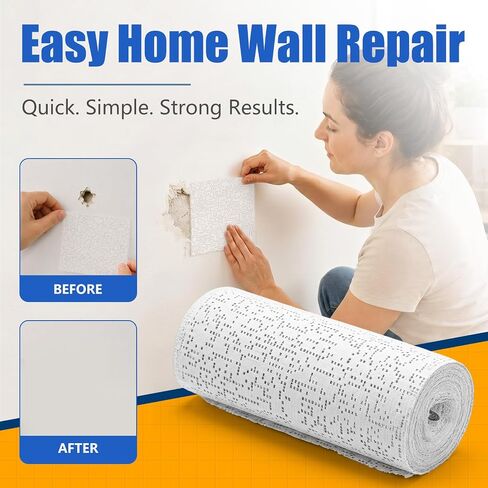 Wall Repair Patch Roll, 6 in x 15 ft Wet-Activated Drywall Patch Fabric for Home Wall and Ceiling, Cut-to-fit Repair Material for Holes, Cracks and Damaged Surfaces in Kuwait