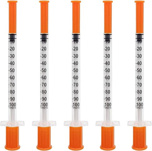 محاقن U-100، حقنة 1 مل، حقنة 31 جرام 1/4 بوصة 1cc بإبرة، محاقن مختبرية، عبوة فردية، عبوة من 100 قطعة in Kuwait