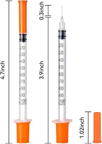 محاقن U-100، حقنة 1 مل، حقنة 31 جرام 1/4 بوصة 1cc بإبرة، محاقن مختبرية، عبوة فردية، عبوة من 100 قطعة in Kuwait