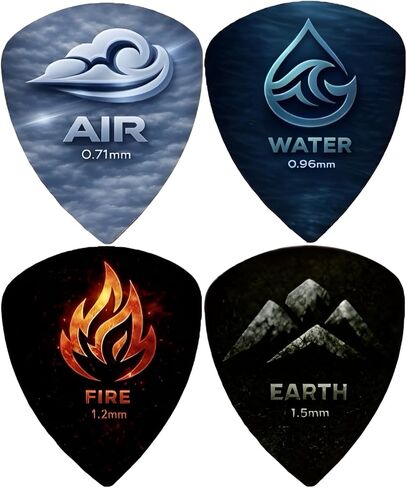 Four Elements Guitar Picks | Mixed Thickness 4-Pack (0.71mm - 1.5mm) | in Kuwait