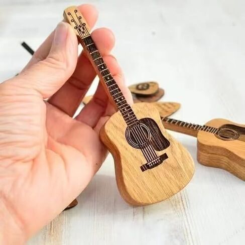 Wooden Guitar Pick Box with 3 Pcs Guitar Picks,Mini Storage Box for Guitarists,Musician Engraved Wooden Plectrum Case,A Practical Accessory for Bass and Ukulele Enthusiasts in Kuwait