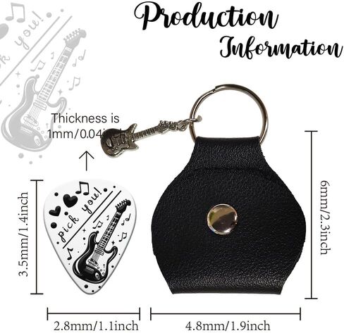 1pc Pick You Guitar Picks Gifts Stainless Steel Guitar Pick Keychain with PU Leather Case Plectrum Guitar Set Graduates Birthday Christmas Valentines Gifts for Guitar Player Musician Lover in Kuwait