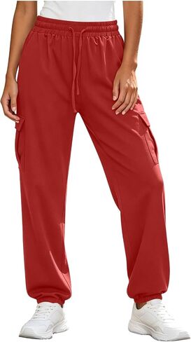 Womens Pants Drawstring Baggy Sweatpants Cargo Joggers Outdoor Hiking Athletic Pants Lounge Fashion Y2K Trousers in Kuwait