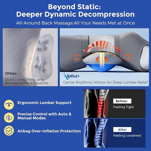 Lumbar Traction Device for Lower Back Pain,Lumbar Massager,Sciatica Pain Relief Devices,20-Level Electrotherapy, 3-Level Vibration Massage and Thermal Therapy from 113 to 131℉ in Kuwait