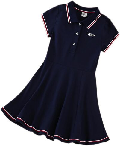 Girls Polo Dress, Short Sleeve A-Line Sports Dress, Ages 5-12 in Kuwait