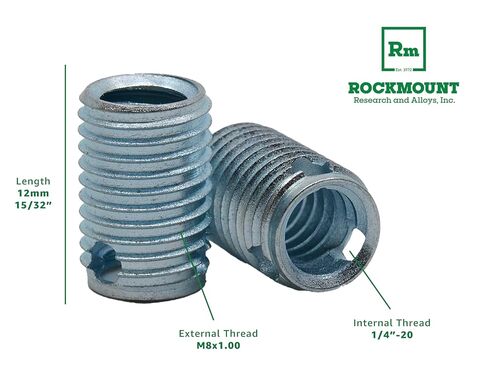 إدراج ملولب ذاتي القفل من Rockmount، 1/4 بوصة - 20 خيط داخلي، جدار رفيع، 5 قطع in Kuwait