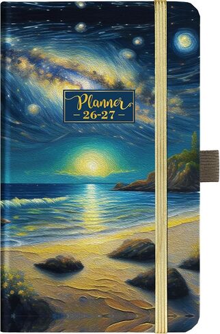 2026 Pocket Planner - 2026 Planner Weekly and Monthly, Jan 2026 - Dec 2026, 6.4''×3.8'', 2026 Calendar with Pen Loop, Back Pocket, Elastic Closure, Note Pages - Mountain and Sea in Saudi Arabia