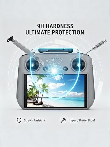 واقي شاشة شفاف عالي الدقة مضاد للتوهج من iDaPro لجهاز التحكم عن بعد DJI RC 2 / RC، متوافق مع Mini 5 Pro/Mini 4 Pro/Air 3s، صلابة 9H + مجموعة تثبيت خالية من الفقاعات [3 عبوات] in Kuwait
