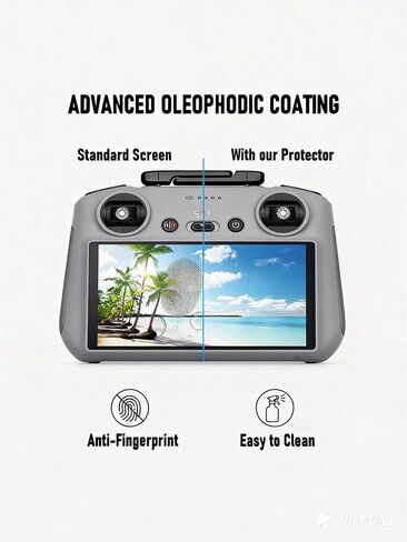 واقي شاشة شفاف عالي الدقة مضاد للتوهج من iDaPro لجهاز التحكم عن بعد DJI RC 2 / RC، متوافق مع Mini 5 Pro/Mini 4 Pro/Air 3s، صلابة 9H + مجموعة تثبيت خالية من الفقاعات [3 عبوات] in Kuwait