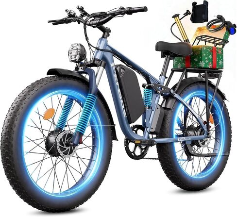 دراجة كهربائية 5000 واط للبالغين، 45 ميلاً في الساعة بمحرك مزدوج Ebike 52V 23AH 1196WH E Bike 100 ميل طويل المدى للدراجة تعليق كامل 26 بوصة إطار سميك للطرق الوعرة للرجال ثنائي قرص الفرامل الهيدروليكي Ebike in Kuwait