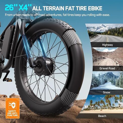 دراجة كهربائية 5000 واط للبالغين، 45 ميلاً في الساعة بمحرك مزدوج Ebike 52V 23AH 1196WH E Bike 100 ميل طويل المدى للدراجة تعليق كامل 26 بوصة إطار سميك للطرق الوعرة للرجال ثنائي قرص الفرامل الهيدروليكي Ebike in Kuwait