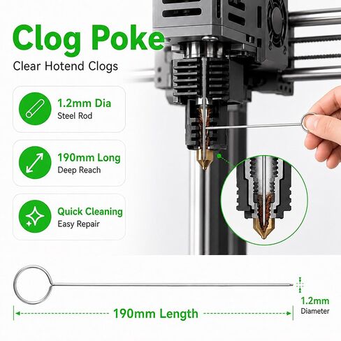 مجموعة أدوات الطابعة ثلاثية الأبعاد لـ Creality K2/K2 Pro/K2 Plus/Combo، مجموعة الصيانة | طقم تنظيف مع ممسحة فوهة، وجورب سيليكون، وكزة انسداد، وأنبوب PTFE، ومفتاح ألين، وملقط، وأدوات قطع وإصلاح in Kuwait