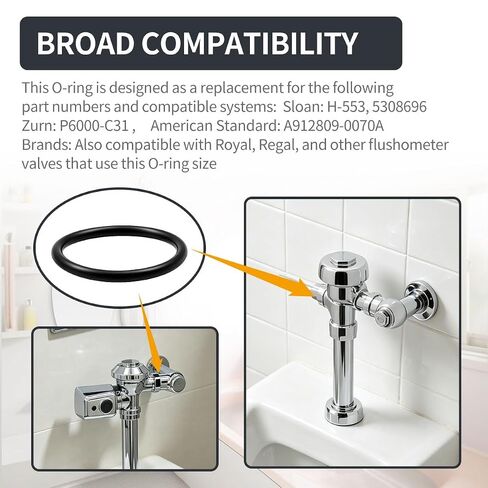 حلقة دائرية لصمام مقياس التدفق H-553 لمعيار Zurn Sloan الأمريكي | مناسب لـ Royal Regal، استبدل 5308696 P6000-C31 A912809-0070A، مركب مطاطي متين، إيقاف التحكم في الغلق الدقيق، 8 عبوات in Kuwait
