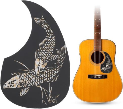 Guitar Pickguard Sticker 7.1x3.9 Inch – Self-Adhesive Scratch Protection Film for Acoustic Guitar Replacement Parts (Jinsha Fish Pattern)‌ in Kuwait