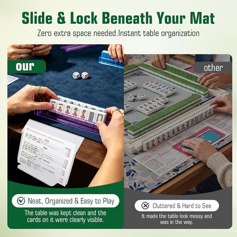 Mahjong Card Holder for Table, Under Mat Slide in Stand Angled Viewing Rack Foldable 3D Printed Space Saving Accessory for American Mahjong Mat (White) in Kuwait