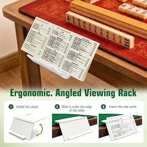 Mahjong Card Holder for Table, Under Mat Slide in Stand Angled Viewing Rack Foldable 3D Printed Space Saving Accessory for American Mahjong Mat (White) in Kuwait