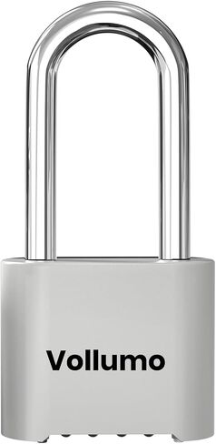 Heavy Duty 4-Digit Combination Padlock – Large Outdoor Security Weatherproof Padlock, Suitable for Lockers, Gates, Chains, gate, and Fences(Black,Long Shackle（1 Pack）) in Kuwait