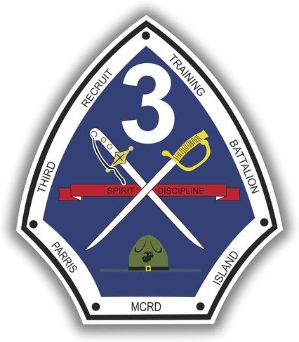 Sticker 3rd Recruit Training Battalion MCRD Parris Island Decal United States Army Military for Car Truck Window Laptop Bumper US Flag 3,5х4 in in Kuwait